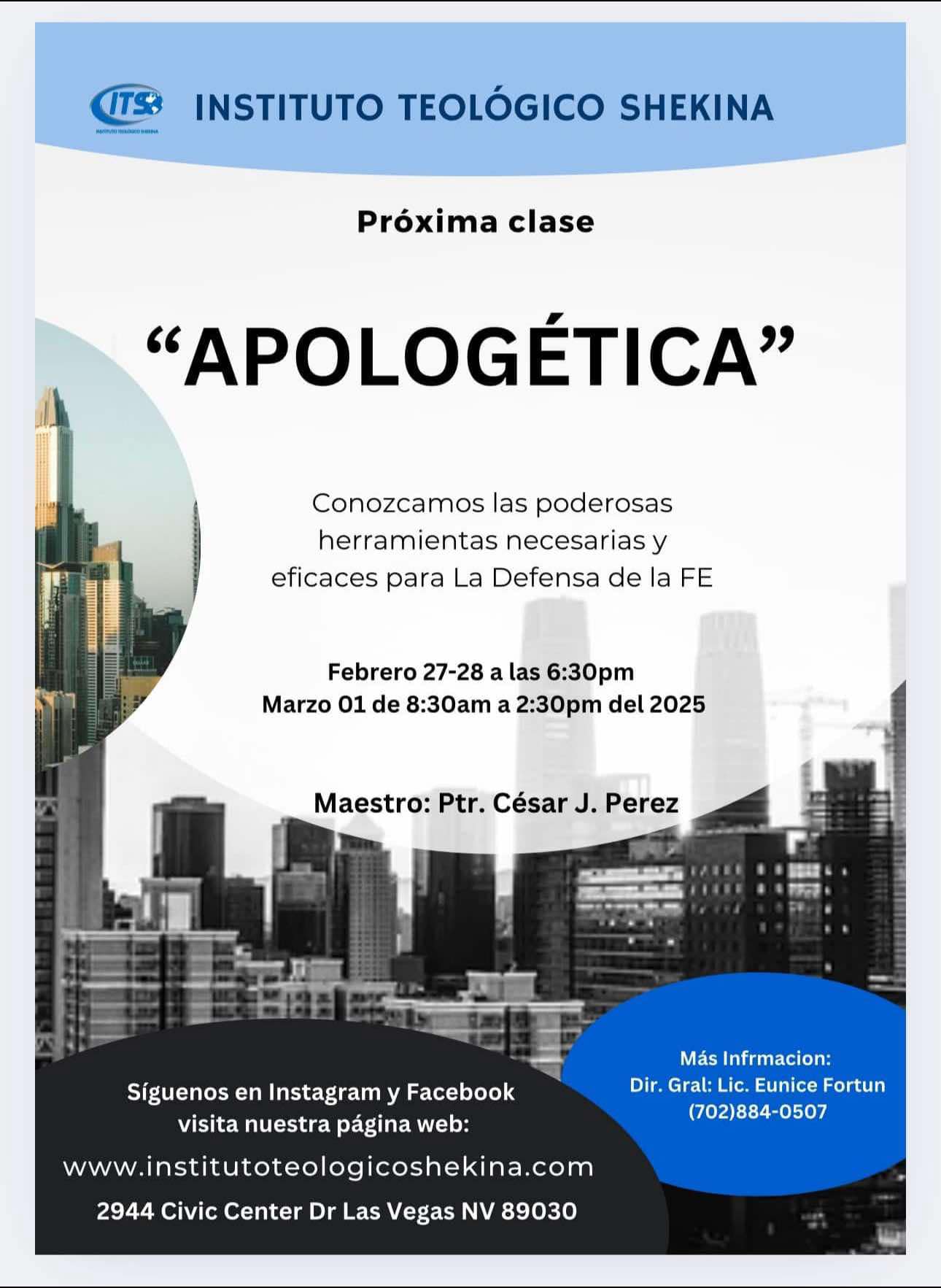 Proxima clase Apologetica, mazo 2025