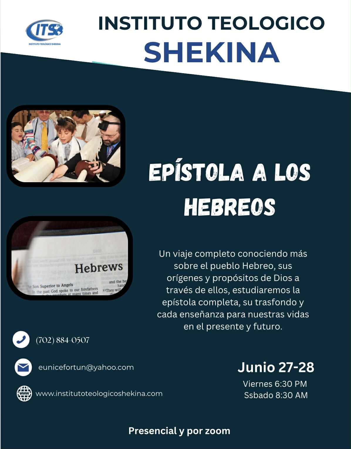 Clase presencial y por Zoom Epistola a los hebreos, junio 2025